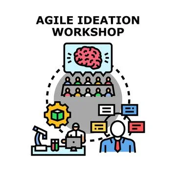 Agile ideation workshop developing creative business strategy Stock Illustration