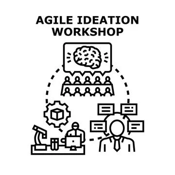 Agile ideation workshop developing creative business strategy Stock Illustration