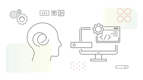 Agile Innovation in Software Development -  Abstract Animated Illustration Stock Footage 308888823