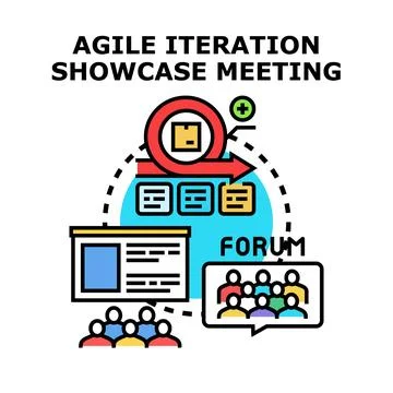 Agile iteration showcase meeting vector concept Illustrazione stock