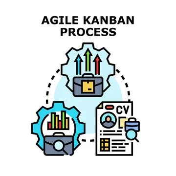 Agile kanban process workflow and development illustration Stock Illustration