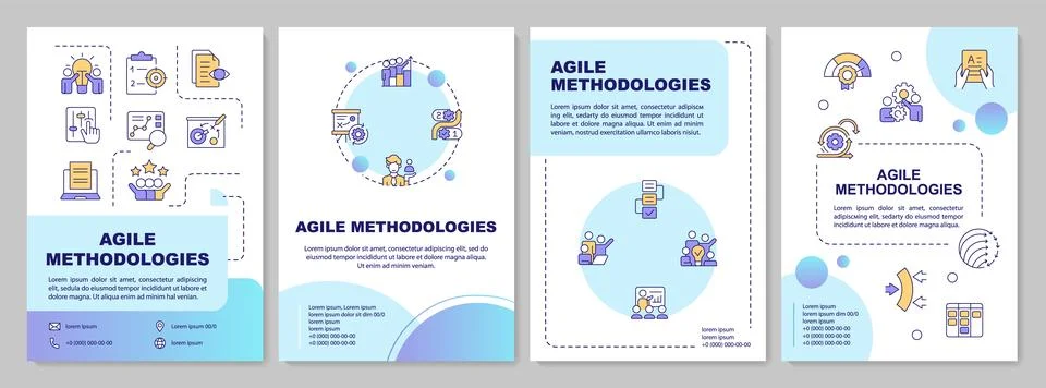 Agile management methodologies blue gradient brochure template Stock Illustration
