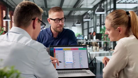 Agile Manager Leads Diverse Team Planning Tasks Stock Footage 336788110