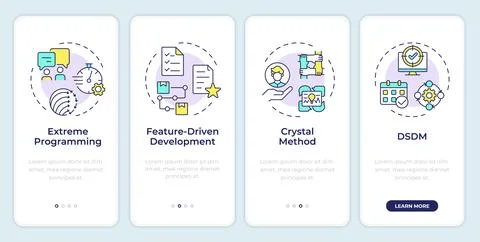 Agile methodologies onboarding mobile app screen 스톡 일러스트