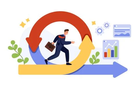 Agile methodology, business project development process, daily decisions Stock Illustration