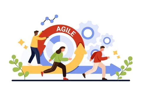 Agile methodology for digital project management and development process by tiny 스톡 일러스트