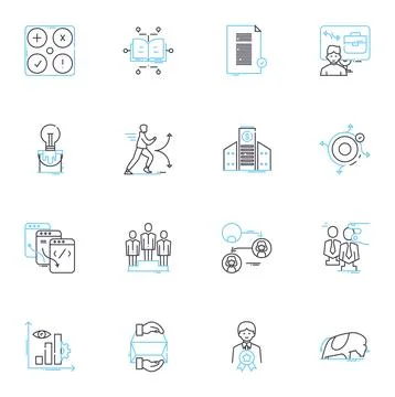 Agile methodology linear icons set. Scrum, Sprint, Agile, Kanban, Lean Stock Illustration
