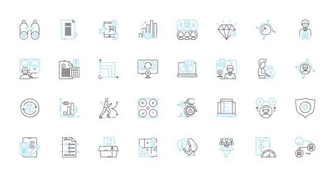 Agile methodology linear icons set. Scrum, Sprint, Agile, Kanban, Lean Stock Illustration