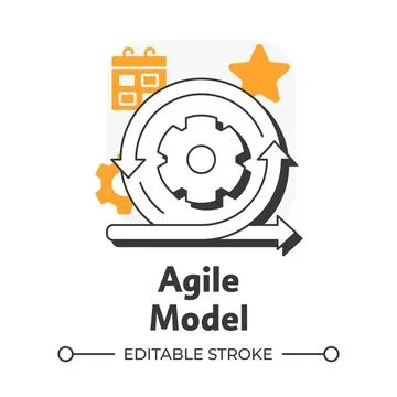 Agile model flat outline concept icon Stock Illustration