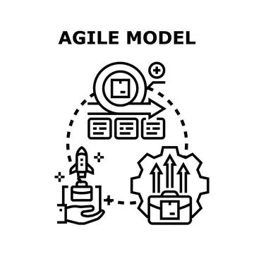 Agile model illustrating project management methodology and development 库存插图