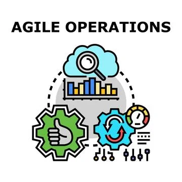 Agile operations process concept with data analysis Stockillustratie