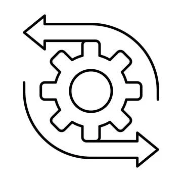 Agile operations process gear wheel speed arrow icon Stock Illustration