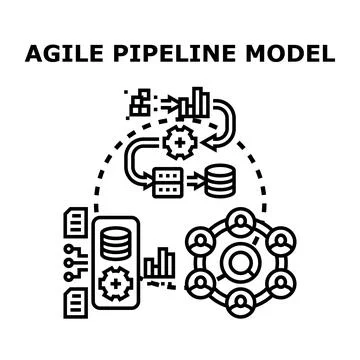 Agile pipeline model workflow for software development team Illustrazione stock