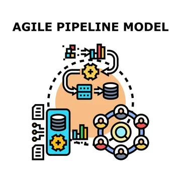 Agile pipeline model workflow for software development team 스톡 일러스트