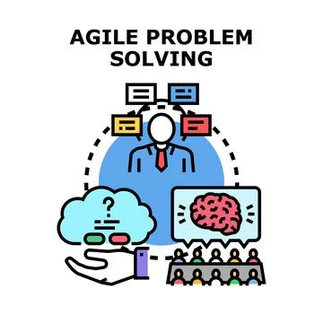 Agile problem solving process fostering teamwork innovation Stock Illustration
