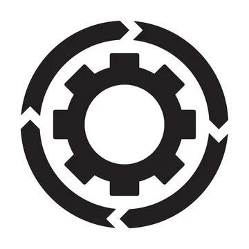 Agile process icon vector development concept gear and arrow sign for graphic 스톡 일러스트