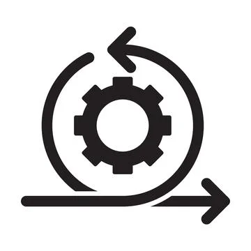 Agile process icon vector development concept gear and arrow sign for graphic Stock Illustration