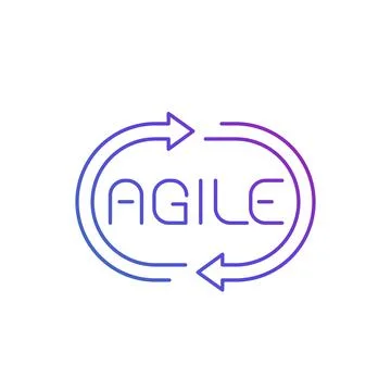 Agile process line icon on white, vector 스톡 일러스트