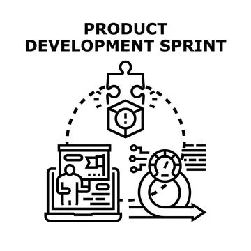 Agile product development sprint workflow illustration Stock Illustration