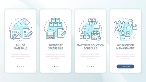 Agile production scheduling tech animated onboarding mobile app screens Stock Footage 337777715