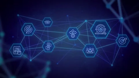 Agile project management animated banner with line icons Stock Footage 331993339