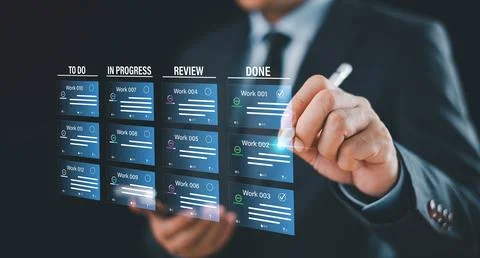 Agile project management, software integration development. Kanban or scrum m Stock Photos