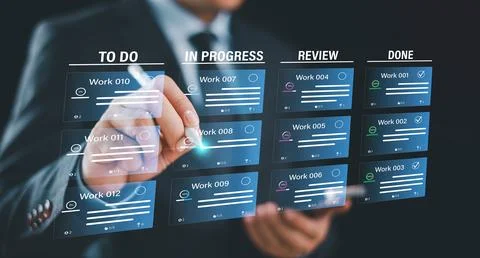 Agile project management, software integration development. Kanban or scrum m 写真素材