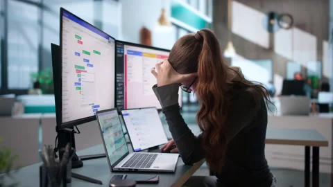 Agile Project Manager Reviews Scrum Board Tasks Stock Footage 345327601