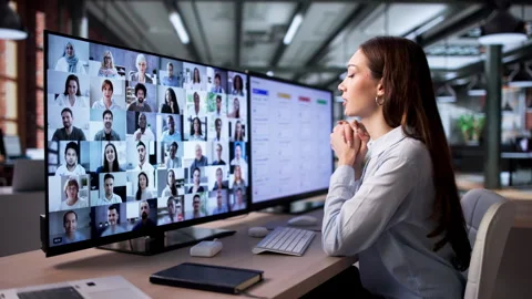 Agile Project Manager Schedules Tasks During Online Video Meeting Stock Footage 335455469