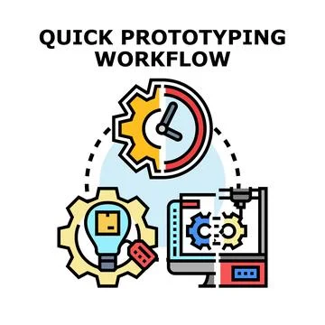 Agile prototyping workflow creating new product designs rapidly Stock Illustration