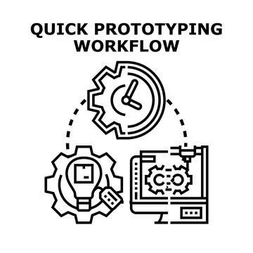 Agile prototyping workflow creating new product designs rapidly Stock Illustration