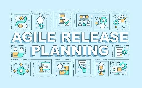 Agile release planning word concepts light blue banner Stock Illustration