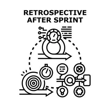Agile retrospective process analyzing project development cycle Stock-Illustration