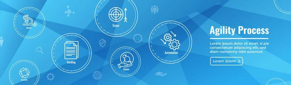 Agile Scrum Process, development icon set web header banner Stock Illustration