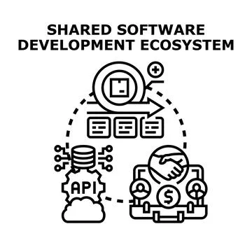 Agile software development ecosystem implementing business strategy Stock Illustration