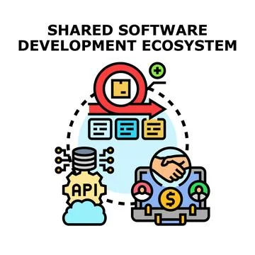 Agile software development ecosystem implementing business strategy Stock Illustration