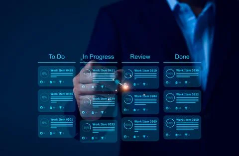Agile software development or project management using kanban or scrum method 스톡 사진