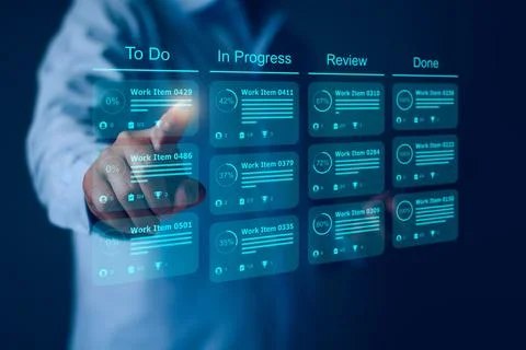 Agile software development or project management using kanban or scrum method Stock Photos