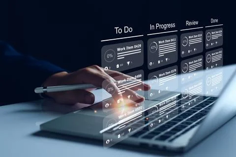 Agile software development or project management using kanban or scrum meth.. Stock Photos