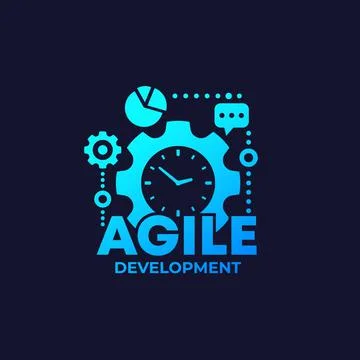 Agile software development process icon on dark 스톡 일러스트