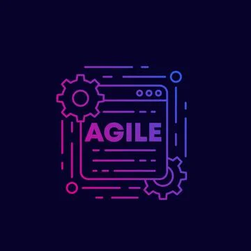 Agile software development process vector line icon Stock Illustration