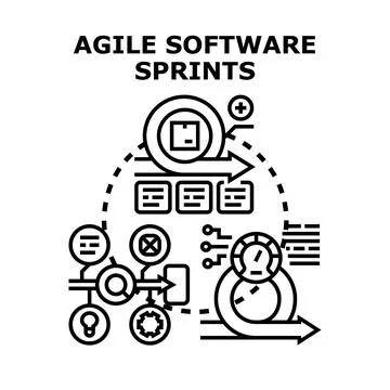 Agile software development sprints methodology process vector 스톡 일러스트