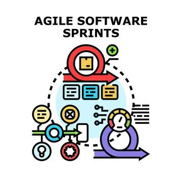 Agile software development sprints methodology process vector 스톡 일러스트