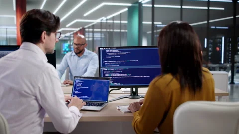 Agile Software Development Team Coding In Office Stock Footage 329678430