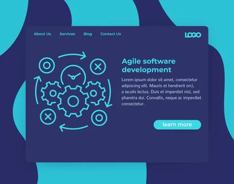 Agile software development, website dark template Stock Illustration