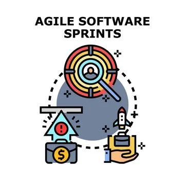 Agile software sprints methodology development startup concept イラスト素材