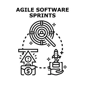 Agile software sprints methodology development startup concept イラスト素材