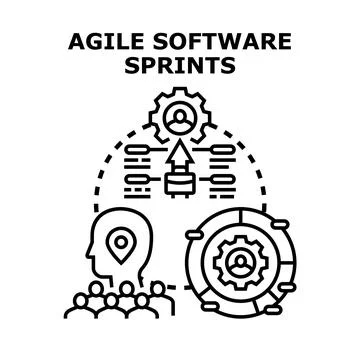 Agile software sprints methodology optimizing development process Illustrazione stock