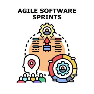 Agile software sprints methodology optimizing development process Stock Illustration