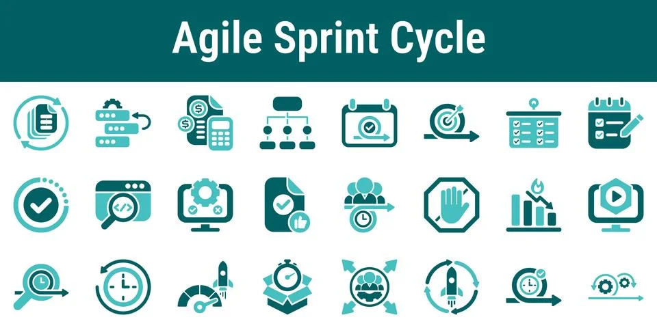 Agile Sprint Cycle Workflow Project Management Icons Stock Illustration